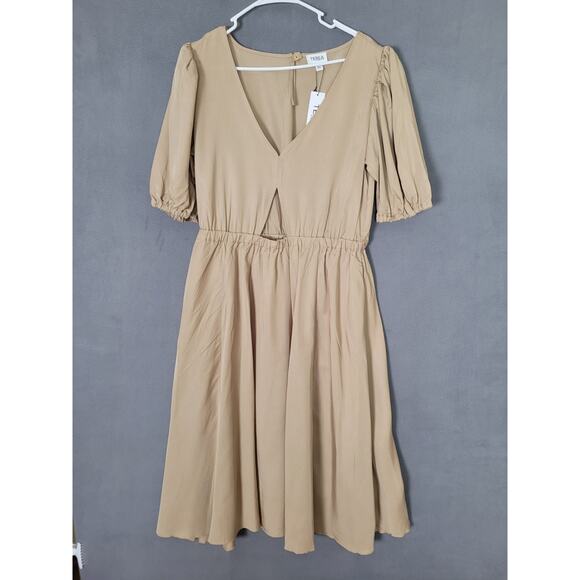 TEREA Womens Jayla Cutout Midi Swing Dress Hummus Size XL - Picture 1 of 9